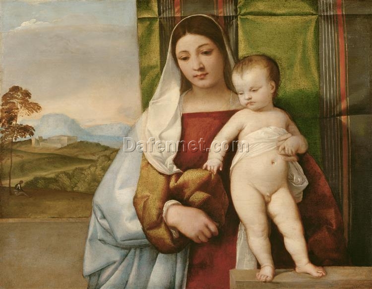 The Gipsy Madonna Inspired by Titian – High Renaissance Religious Oil Painting from Da Fen Village Studio