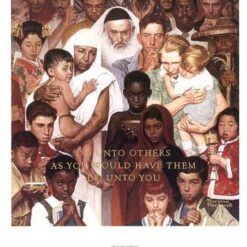 Dafen Village Presents: Inspired by Norman Rockwell's 1961 'The Golden Rule' - Regionalism & Social Realism Genre Oil on Canvas Artwork for Interior Enhancement and Art Lovers