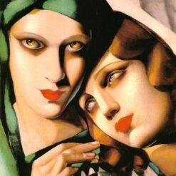 Elegant Art Deco Portrait – "The Green Turban" by Tamara de Lempicka | Museum-Quality Oil Painting | DaFen Village Studio