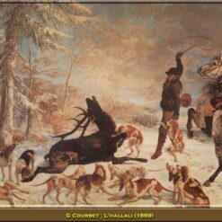 Striking Gustave Courbet's 'The Death of the Deer' (L'Hallali du cerf) Realist Oil on Canvas Genre Painting - 1866 - 1867 Masterpiece at Musée d'Orsay