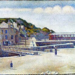 Exquisitely Hand-Painted Oil on Canvas Replica of Georges Seurat's 'The Harbour and the Quays at Port-en-Bessin' - A Breathtaking Neo-Impressionist and Pointillist Cityscape by Dafen Village Artists for Art Aficionados and Maritime Art Lovers