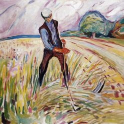 Edvard Munch's 'The Haymaker' Expressionist Style Hand-painted Oil Canvas - Ideal for Creating a Thought-provoking and Atmospheric Space