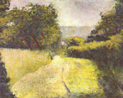 Exquise réplique peinte à la main de l'huile sur toile du Chemin creux de Georges Seurat - Un paysage impressionniste serein par les artistes du village de Dafen pour les amateurs d'art et les passionnés de la nature.