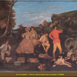 Authentically Rendered 1858 'The Huntsman's Picnic' (Petit dejeuner de chasse) by Gustave Courbet - Realist Oil Canvas Genre Painting, Capturing the Spirit of the Wallraf-Richartz Museum Original