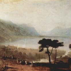Captivating 'The Lake Geneva seen from Montreux' Inspired Landscape Oil Painting - Hand - painted in Dafen Village Studio, Echoing J.M.W. Turner's Romanticism