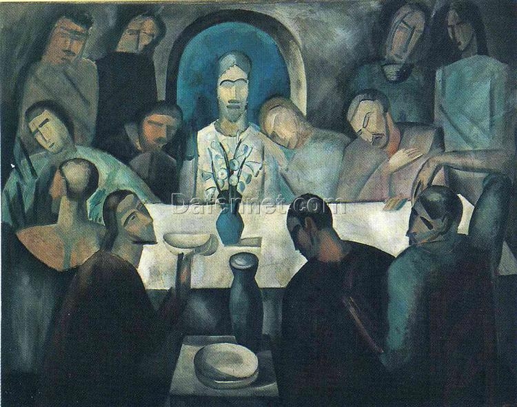 High-Quality Replica of Andre Derain’s 1911 ‘The Last Supper of Jesus’ – A Stunning Cubist Religious Oil on Canvas from Dafen Village, Ideal for Interior Designers and Art Lovers Seeking Authentic-Style Decor with a Spiritual Touch