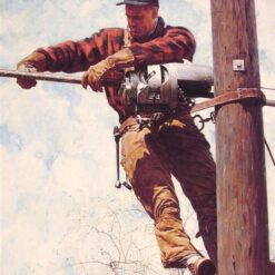 High - Quality Hand - Painted Replica by Dafen Village of Rockwell's 'The Lineman' - Ideal for Decorating with a Vintage Vibe