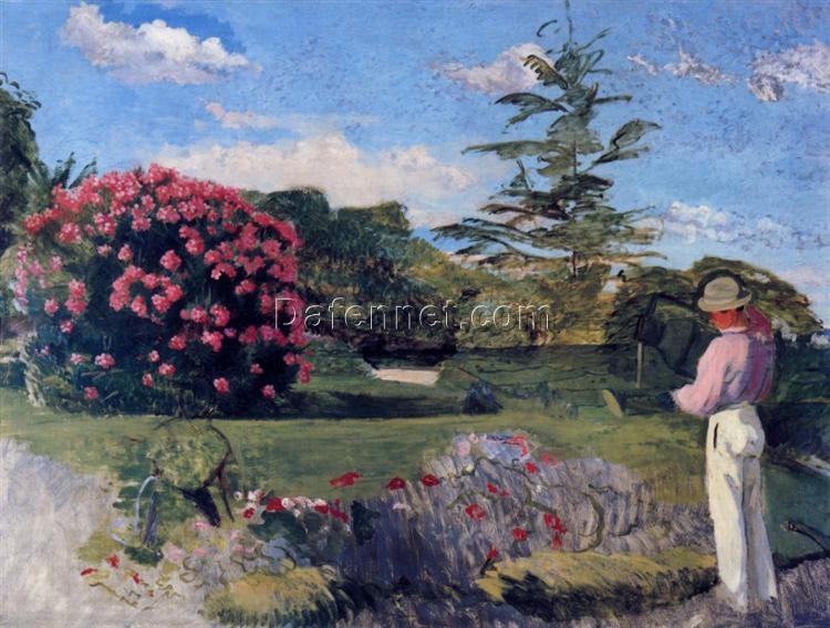 Hand – Painted Impressionist Landscape “The Little Gardener” INSPIRED BY Frederic Bazille (c.1866 – c.1867) – Skillfully Executed by Dafen Village Artisans