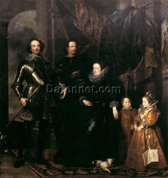 Dafen Village Exquisitely Hand-Painted Replica INSPIRED BY Anthony van Dyck’s “The Lomellini Family” (1626 – 1627) Baroque Portrait for Art Lovers and Home Decorators