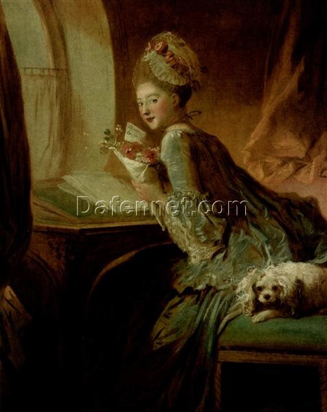 Dafen Village’s Exquisitely Rendered “The Love Letter” Inspired Rococo Genre Oil Canvas