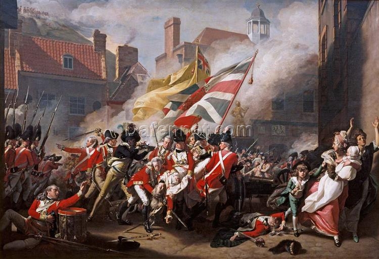 Dafen Village Hand-Painted Oil Masterpiece: The Major Peirson’s Death INSPIRED BY John Singleton Copley’s 1782 – 1784 Romantic Battle Painting from Jersey Heritage