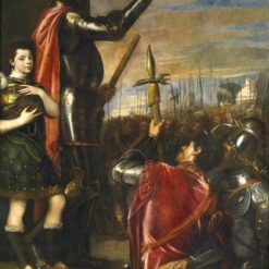 The Marchese del Vasto Addressing His Troops by Titian – Mannerist Battle Painting Reproduction