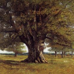 Authentically Rendered 1864 'The Oak of Flagey (The Oak of Vercingetorix)' by Gustave Courbet - Realist Oil Canvas Landscape, Capturing the Spirit of the Murauchi Art Museum Original, Perfect for Art Collectors and History Buffs