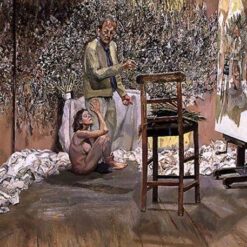 Highly Detailed Replica of Lucian Freud's 'The Painter Surprised by a Naked Admirer' (2004 - 2005) - Expressionist Genre Oil Painting from Dafen Village Studio