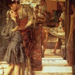 Sir Lawrence Alma - Tadema's 'The Parting Kiss' - 1882 Inspired Romantic Genre Oil on Canvas, Dafen Village's Exact - Sized 73.5 x 112.5 cm Creation for Art Enthusiasts