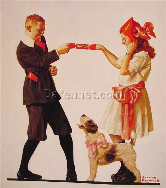 Dafen Village Presents: Inspired by 1919 Norman Rockwell’s ‘The Party Favour’ – Regionalism Oil Canvas Artwork