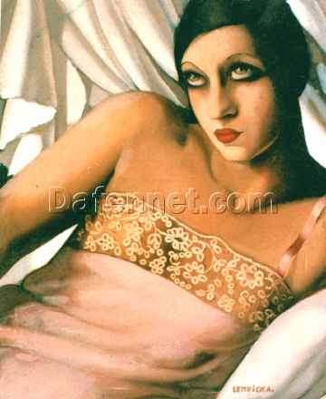 Lempicka-Inspired “The Pink Shirt” – Hand-Painted Art Deco Portrait for Luxury Home & Office Décor | DaFen Village Studio