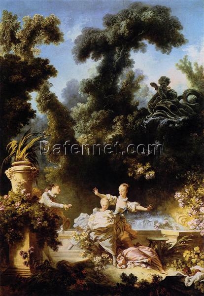 Dafen Village Exquisitely Crafted “The Progress of Love: The Pursuit” Inspired Rococo Genre Oil Canvas for Art Aficionados