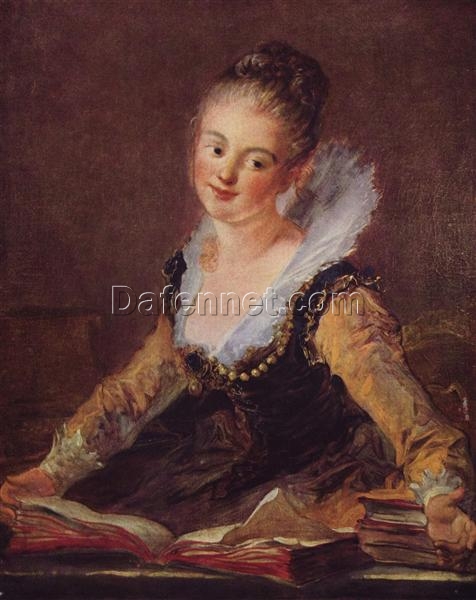 Dafen Village Hand-Painted “The Reader” Inspired Rococo Portrait Oil Canvas for Art Lovers’ Home Decor