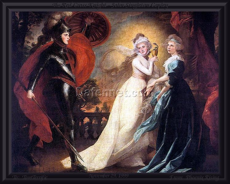 Large-Scale Hand-Painted Reproduction of “The Red Cross Knight” INSPIRED BY John Singleton Copley’s 1793 Romantic Literary Painting at National Gallery of Art