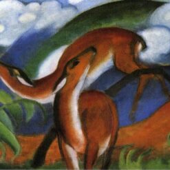 High-quality 'The Red Deer II' Inspired Oil Painting by Franz Marc - Direct from Dafen Village Studios for Art Connoisseurs