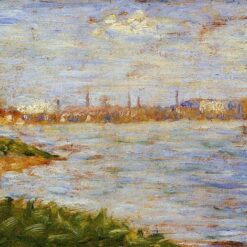 Exquisitely Hand-Painted Oil on Wood Replica of Georges Seurat's 'The Riverbanks' - A Serene Impressionist Landscape Masterpiece by Dafen Village Artists for Art Aficionados and Nature Lovers