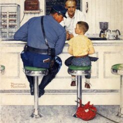 Hand - Painted Replica of Norman Rockwell's "The Runaway" Inspired by 1958 Original - Dafen Village Artwork