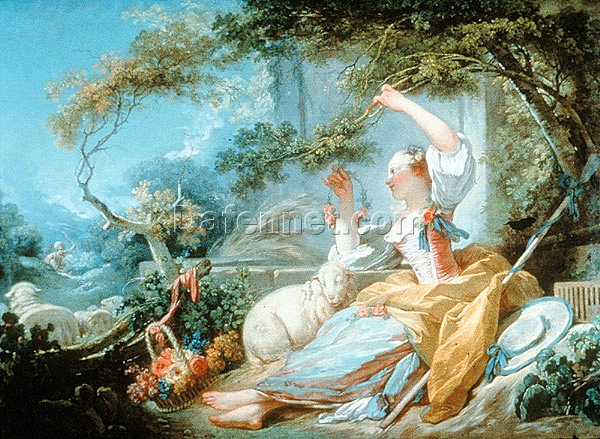 Dafen Village Handcrafted “The Shepherdess” Inspired Rococo Pastorale Oil Canvas for Home Decoration