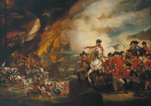 Exquisite Dafen Village-Crafted Oil Painting: The Siege and Relief of Gibraltar INSPIRED BY John Singleton Copley’s 1783 Timeless Romantic Work