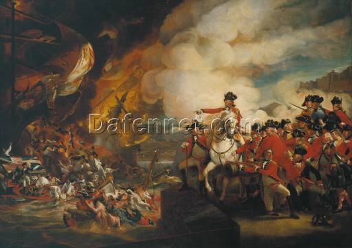 Exquisite Dafen Village-Crafted Oil Painting: The Siege and Relief of Gibraltar INSPIRED BY John Singleton Copley’s 1783 Timeless Romantic Work