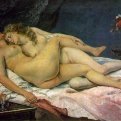 Authentically Rendered 1866 'The Sleepers' (Le Sommeil) by Gustave Courbet - Realist Oil Canvas Nude Painting from Petit Palais, Ideal for Art Connoisseurs