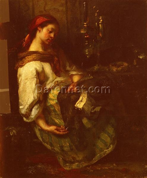 Hand – Painted Realist Genre Painting “The Sleeping Seamstress” INSPIRED BY Jean – Francois Millet – Exquisitely Crafted by Dafen Village Artisans