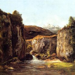 Hand-Painted Oil on Canvas Replica of Gustave Courbet's 'The Source among the Rocks of the Doubs' (1871) by Dafen Village Artists - A Captivating Landscape for Art Aficionados and Home Decorators