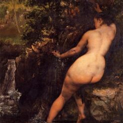Exquisite Gustave Courbet's 'The Source (Bather at the Source)' Realist Oil on Canvas Nude Painting - 1868 Masterpiece at Musée d'Orsay