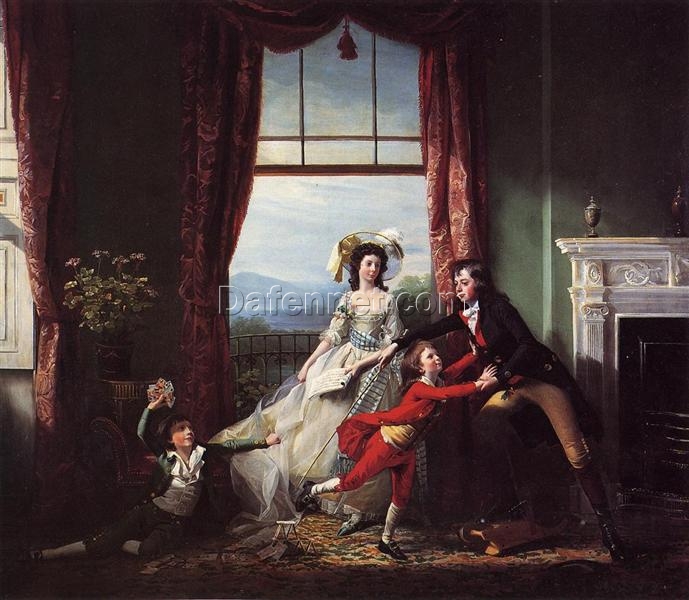 Large-Scale Hand-Painted Reproduction of “The Sitwell Family” INSPIRED BY John Singleton Copley’s 1786 Neoclassical Portrait Masterpiece