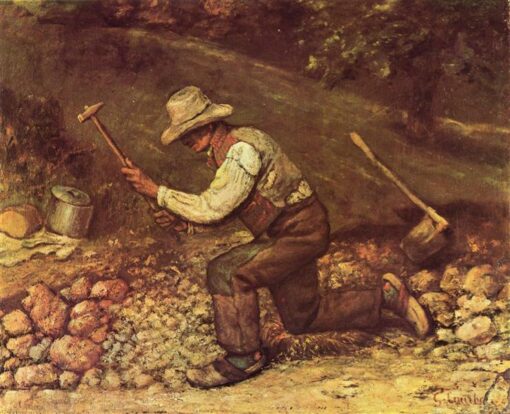 Peinture à l'huile unique inspirée de ‘ The Stone Breaker ’, réalisée par des artistes du village de Dafen – Idéale pour ceux qui recherchent des peintures de genre réalistes et authentiques, porteuses d'un message social