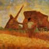 Exquisitely Hand-Painted Oil on Wood Replica of Georges Seurat's 'The Stone Breakers' (Les Terrassiers) - A Poignant Post-Impressionist Genre Painting by Dafen Village Artists for Art Aficionados and Social Realism Enthusiasts