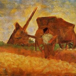 Exquisitely Hand-Painted Oil on Wood Replica of Georges Seurat's 'The Stone Breakers' (Les Terrassiers) - A Poignant Post-Impressionist Genre Painting by Dafen Village Artists for Art Aficionados and Social Realism Enthusiasts