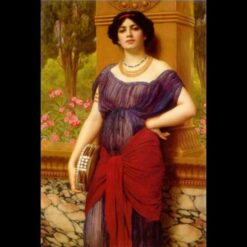 Mesmerizing Hand - painted Oil Reproduction of 'The Tambourine Player' INSPIRED BY John William Godward's 1909 Neoclassical Portrait, from Dafen Village for Art Aficionados Craving Exquisite Neoclassical Portraiture to Adorn Their Galleries