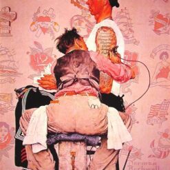 Exquisite Hand - painted Reproduction of "The Tattooist" Inspired by Norman Rockwell's 1944 Masterpiece - Dafen Village Artwork