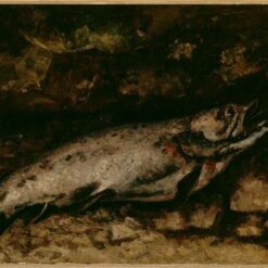 Exquisite Gustave Courbet's 'The Trout' (La truite) Realist Oil on Canvas Animal Painting - 1873 Masterpiece at Musée d'Orsay