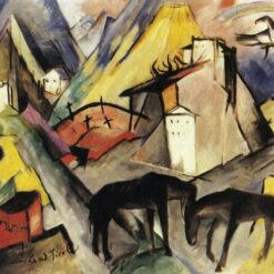 Franz Marc's 'The Unfortunate Land of Tyrol' Expressionist Style Hand-painted Oil Canvas - Perfect for Adding a Sense of Drama and Artistry to Your Interior