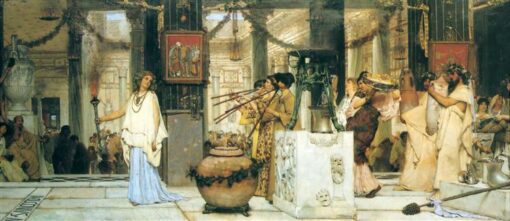 Impression haute résolution inspirée de ‘La fête du millésime’ (1871) de Sir Lawrence Alma - Tadema - Une option artistique abordable du village de Dafen pour les amateurs de peintures romantiques