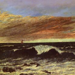 Exquisitely Hand-Painted Oil on Canvas Replica of Gustave Courbet's 'The Wave' (La Vague) - A Breathtaking Realist Marine Masterpiece by Dafen Village Artists for Art Aficionados and Maritime Art Lovers