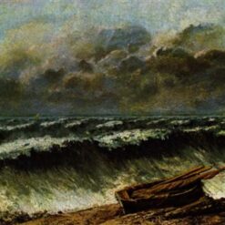 Gustave Courbet's Timeless 'The Waves' - 1869 Realist Landscape Oil Painting on Canvas, Perfect for Coastal Enthusiasts