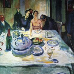 Edvard Munch's 'The Wedding of the Bohemian, Munch Seated on the Far Left' Expressionist Style Hand-painted Oil Canvas - Ideal for Creating a Festive and Thought-provoking Atmosphere in Your Space