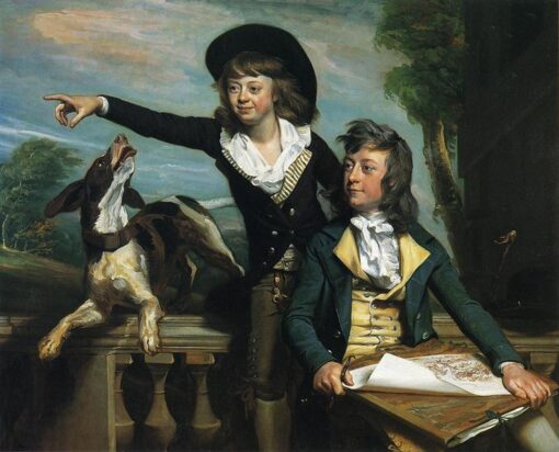 Authentic Handmade Oil Painting of The Western Brothers INSPIRED BY John Singleton Copley’s 1783 Timeless Neoclassical Portrait at Huntington Library