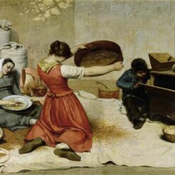 Gustave Courbet's 'The Wheat Sifters': Realistic Style Hand-painted Oil Canvas Replica - Perfect for Creating an Atmosphere of Rural Authenticity