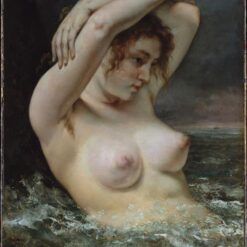 Stunning Gustave Courbet's 'The Woman in the Waves (The Bather)' Realist Oil on Canvas Nude Painting - 1868 Masterpiece at Met