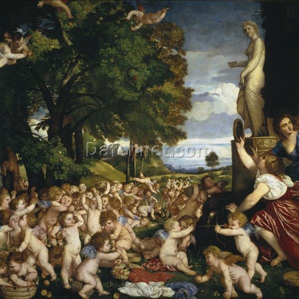 Mythological Masterpiece – The Worship of Venus Inspired by Titian – Handmade Oil Painting for Elegant Interiors